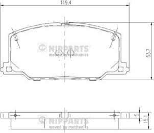 Nipparts J3602037 - Комплект спирачно феродо, дискови спирачки vvparts.bg