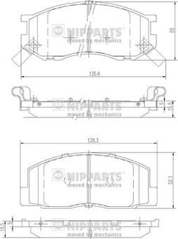 Nipparts J3602074 - Комплект спирачно феродо, дискови спирачки vvparts.bg