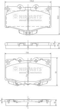 Nipparts J3602071 - Комплект спирачно феродо, дискови спирачки vvparts.bg