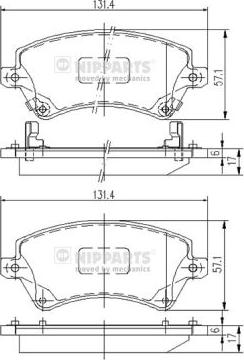 Nipparts J3602101 - Комплект спирачно феродо, дискови спирачки vvparts.bg