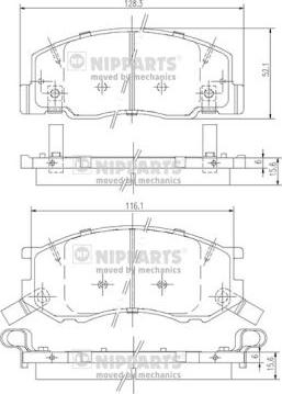 Nipparts J3602114 - Комплект спирачно феродо, дискови спирачки vvparts.bg