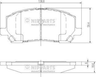 Nipparts J3602118 - Комплект спирачно феродо, дискови спирачки vvparts.bg