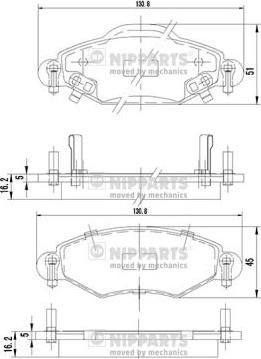 Nipparts J3602113 - Комплект спирачно феродо, дискови спирачки vvparts.bg