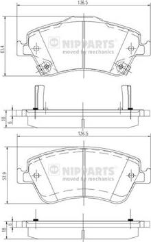 Nipparts J3602124 - Комплект спирачно феродо, дискови спирачки vvparts.bg