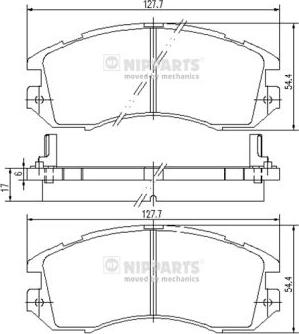 Nipparts J3607005 - Комплект спирачно феродо, дискови спирачки vvparts.bg