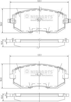 Nipparts J3607015 - Комплект спирачно феродо, дискови спирачки vvparts.bg