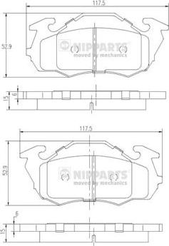 Nipparts J3607010 - Комплект спирачно феродо, дискови спирачки vvparts.bg