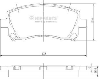 Nipparts J3607013 - Комплект спирачно феродо, дискови спирачки vvparts.bg