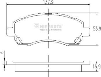 Nipparts J3607012 - Комплект спирачно феродо, дискови спирачки vvparts.bg