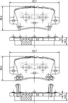 Nipparts J3614018 - Комплект спирачно феродо, дискови спирачки vvparts.bg