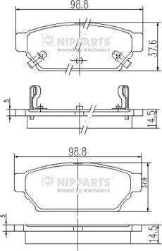 Nipparts J3615004 - Комплект спирачно феродо, дискови спирачки vvparts.bg