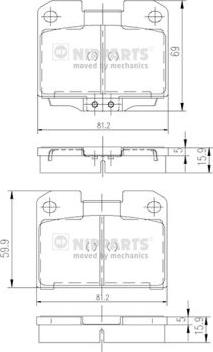 Nipparts J3615006 - Комплект спирачно феродо, дискови спирачки vvparts.bg