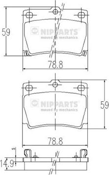 Nipparts J3615011 - Комплект спирачно феродо, дискови спирачки vvparts.bg