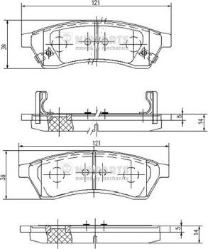 Nipparts J3610904 - Комплект спирачно феродо, дискови спирачки vvparts.bg