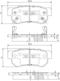 Nipparts J3610509 - Комплект спирачно феродо, дискови спирачки vvparts.bg