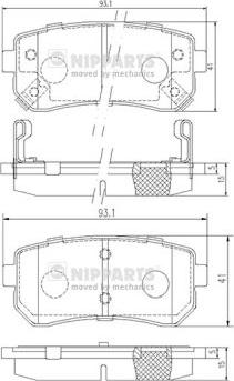 Nipparts J3610512 - Комплект спирачно феродо, дискови спирачки vvparts.bg
