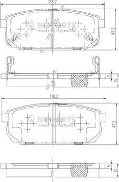 Nipparts J3610305 - Комплект спирачно феродо, дискови спирачки vvparts.bg