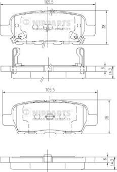 Nipparts N3611066 - Комплект спирачно феродо, дискови спирачки vvparts.bg