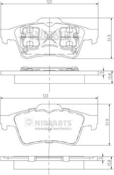 Nipparts J3611045 - Комплект спирачно феродо, дискови спирачки vvparts.bg