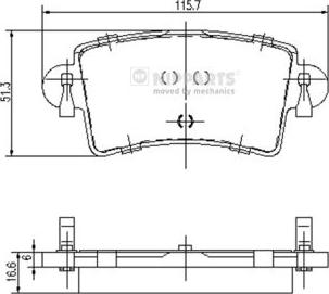 Nipparts J3611046 - Комплект спирачно феродо, дискови спирачки vvparts.bg