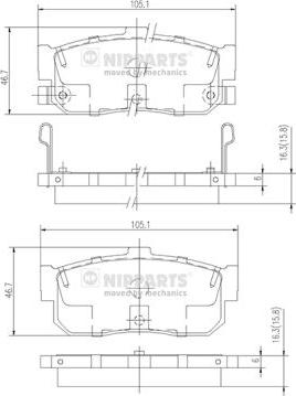 Nipparts J3611034 - Комплект спирачно феродо, дискови спирачки vvparts.bg