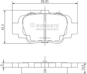 Nipparts J3611035 - Комплект спирачно феродо, дискови спирачки vvparts.bg