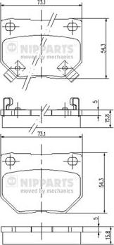 Nipparts J3611029 - Комплект спирачно феродо, дискови спирачки vvparts.bg