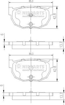 Nipparts J3611021 - Комплект спирачно феродо, дискови спирачки vvparts.bg