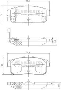 Nipparts J3613018 - Комплект спирачно феродо, дискови спирачки vvparts.bg