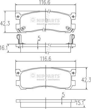 Nipparts J3613013 - Комплект спирачно феродо, дискови спирачки vvparts.bg