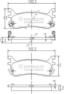 Nipparts J3613012 - Комплект спирачно феродо, дискови спирачки vvparts.bg