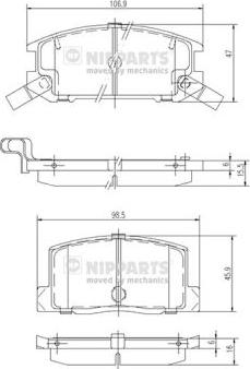 Nipparts J3612009 - Комплект спирачно феродо, дискови спирачки vvparts.bg