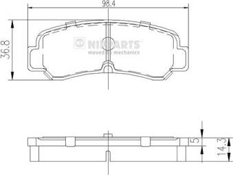 Nipparts J3612007 - Комплект спирачно феродо, дискови спирачки vvparts.bg