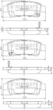 Nipparts J3612019 - Комплект спирачно феродо, дискови спирачки vvparts.bg