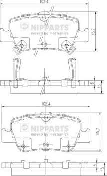 Nipparts J3612033 - Комплект спирачно феродо, дискови спирачки vvparts.bg