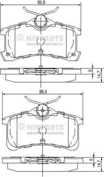 Nipparts J3612026 - Комплект спирачно феродо, дискови спирачки vvparts.bg