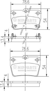 Nipparts J3612020 - Комплект спирачно феродо, дискови спирачки vvparts.bg