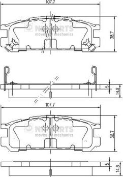 Nipparts J3617001 - Комплект спирачно феродо, дискови спирачки vvparts.bg