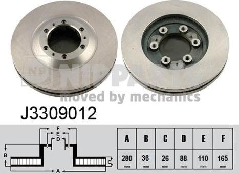 Nipparts J3309012 - Спирачен диск vvparts.bg