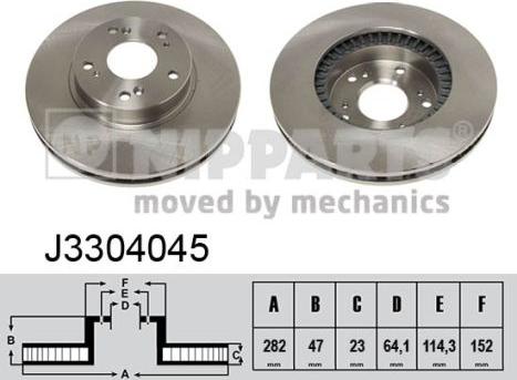 Nipparts J3304045 - Спирачен диск vvparts.bg