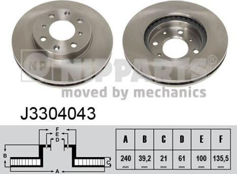 Nipparts J3304043 - Спирачен диск vvparts.bg