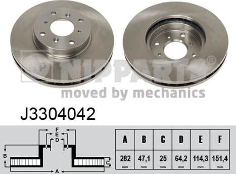 Nipparts J3304042 - Спирачен диск vvparts.bg