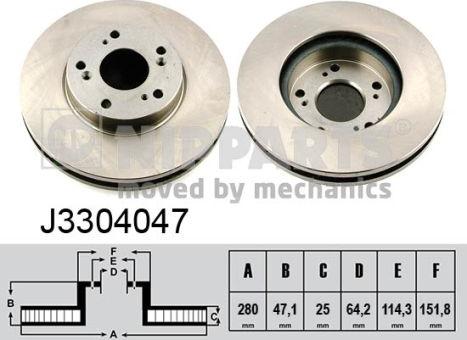 Nipparts J3304047 - Спирачен диск vvparts.bg