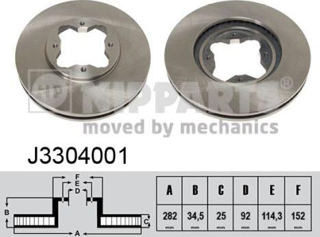 Nipparts J3304001 - Спирачен диск vvparts.bg