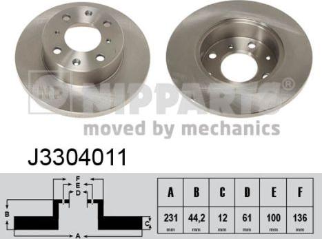 Nipparts J3304011 - Спирачен диск vvparts.bg