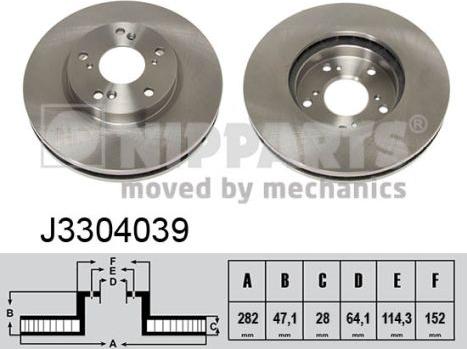 Nipparts J3304039 - Спирачен диск vvparts.bg