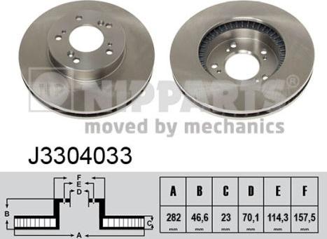 Nipparts J3304033 - Спирачен диск vvparts.bg