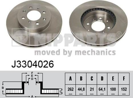 Nipparts J3304026 - Спирачен диск vvparts.bg