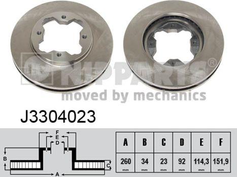 Nipparts J3304023 - Спирачен диск vvparts.bg