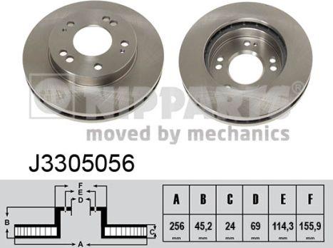 Nipparts J3305056 - Спирачен диск vvparts.bg